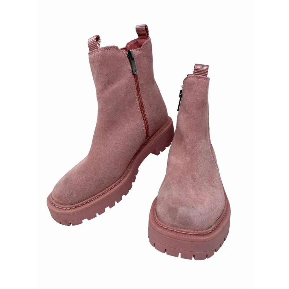 Sam Edelman Girls sz 4 Pink Laguna Chelsea Lug Sole Boots